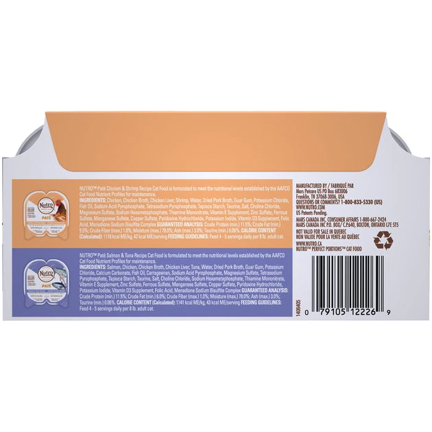 Nutro Perfect Portions Grain-Free Paté Multi-Pack Real Salmon & Tuna, Real Chicken & Shrimp Recipe Cat Food Trays 4 Nutro Perfect Portions Grain-Free Paté Multi-Pack Real Salmon & Tuna, Real Chicken & Shrimp Recipe Cat Food Trays - Image 2
