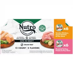 Nutro Grain-Free Tender Chicken Stew & Roasted Turkey Stew Cuts in Gravy Variety Pack Dog Food Trays