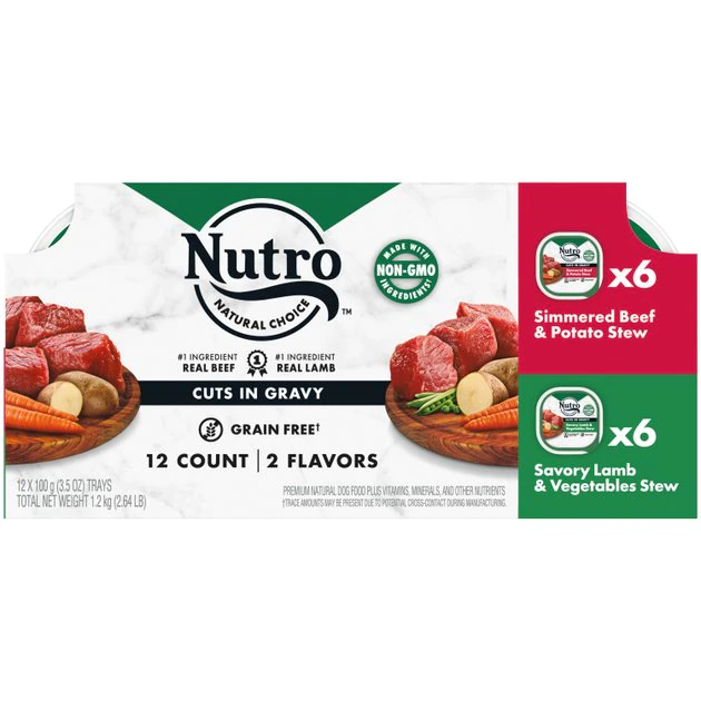 Nutro Grain-Free Simmered Beef Stew & Savory Lamb Stew Cuts in Gravy Variety Pack Adult Dog Food Trays 3 Nutro Grain-Free Simmered Beef Stew & Savory Lamb Stew Cuts in Gravy Variety Pack Adult Dog Food Trays