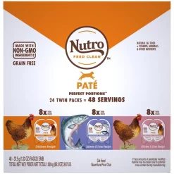 Nutro Perfect Portions Grain-Free Variety Pack Chicken, Salmon & Tuna, Chicken & Liver Paté Recipe Adult Cat Food Trays
