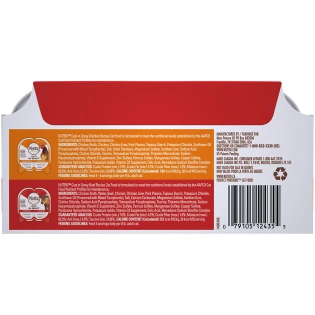 Nutro Perfect Portions Grain-Free Cuts in Gravy Variety Pack Chicken & Beef Recipe Adult Cat Food Trays 4 Nutro Perfect Portions Grain-Free Cuts in Gravy Variety Pack Chicken & Beef Recipe Adult Cat Food Trays - Image 2