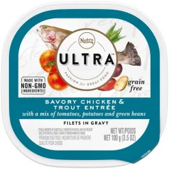 Nutro Ultra Grain-Free Filets in Gravy Savory Chicken & Trout Entree Adult Wet Dog Food Trays