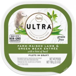 Nutro Ultra Grain-Free Filets in Gravy Farm-Raised Lamb & Green Bean Entree Adult Wet Dog Food Trays