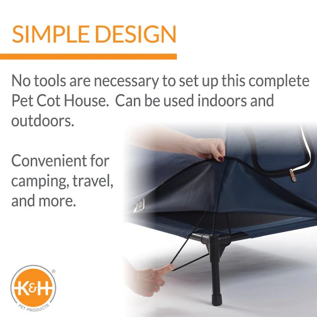 K&H Pet Products Original Indoor/Outdoor Covered Elevated Dog Bed, Navy Blue 5 K&H Pet Products Original Indoor/Outdoor Covered Elevated Dog Bed, Navy Blue - Image 3