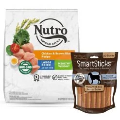 Nutro||SmartBones Nutro Natural Choice Large Breed Adult Chicken & Brown Rice Recipe Dry Food + SmartBones SmartSticks Peanut Butter Chews Dog Treats