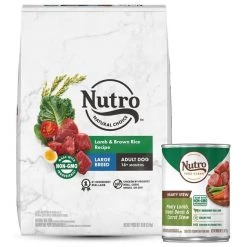 Nutro Natural Choice Large Breed Adult Lamb & Brown Rice Recipe Dry Food + Hearty Stew Meaty Lamb, Green Bean & Carrot Cuts in Gravy Grain-Free Canned Dog Food