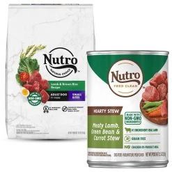 Nutro Natural Choice Small Bites Adult Lamb & Brown Rice Recipe Dry Food + Hearty Stew Meaty Lamb, Green Bean & Carrot Cuts in Gravy Grain-Free Canned Dog Food