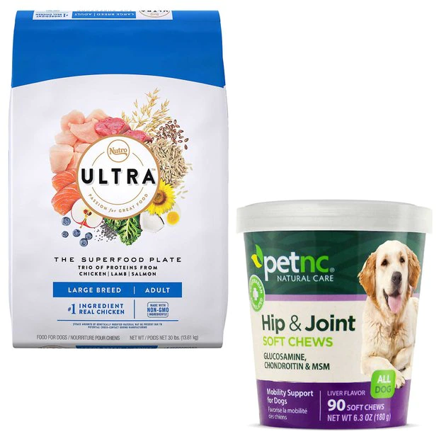 Nutro||PetNC Natural Care Nutro Ultra Large Breed Adult Dry Food + PetNC Natural Care Hip & Joint Mobility Support Soft Chews Dog Supplement 3 Nutro||PetNC Natural Care Nutro Ultra Large Breed Adult Dry Food + PetNC Natural Care Hip & Joint Mobility Support Soft Chews Dog Supplement
