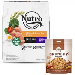 Nutro Natural Choice Small Bites Adult Chicken & Brown Rice Recipe Dry Dog Food, 30-lb bag + Nutro Crunchy with Real Peanut Butter Dog Treats, 16-oz bag