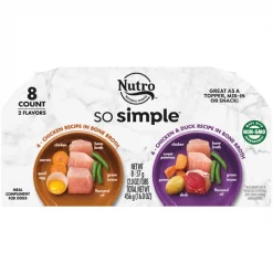 Nutro So Simple Meal Complement Chicken & Duck Recipe in Bone Broth Variety Pack Grain-Free Wet Dog Food Topper, 2-oz tray, case of 16