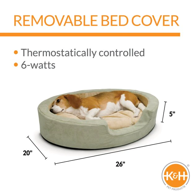 K&H Pet Products Thermo-Snuggly Sleeper Bolster Cat & Dog Bed, Sage 4 K&H Pet Products Thermo-Snuggly Sleeper Bolster Cat & Dog Bed, Sage - Image 2