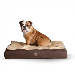 K&H Pet Products Feather-Top Orthopedic Pillow Dog Bed, Chocolate