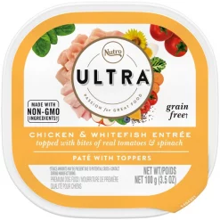 Nutro Ultra Grain-Free Chicken & Whitefish Entree Pate with Toppers Adult Wet Dog Food Trays