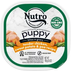 Nutro Puppy Tender Grain-Free Chicken, Sweet Potato & Pea Recipe Bites In Gravy Dog Food Trays